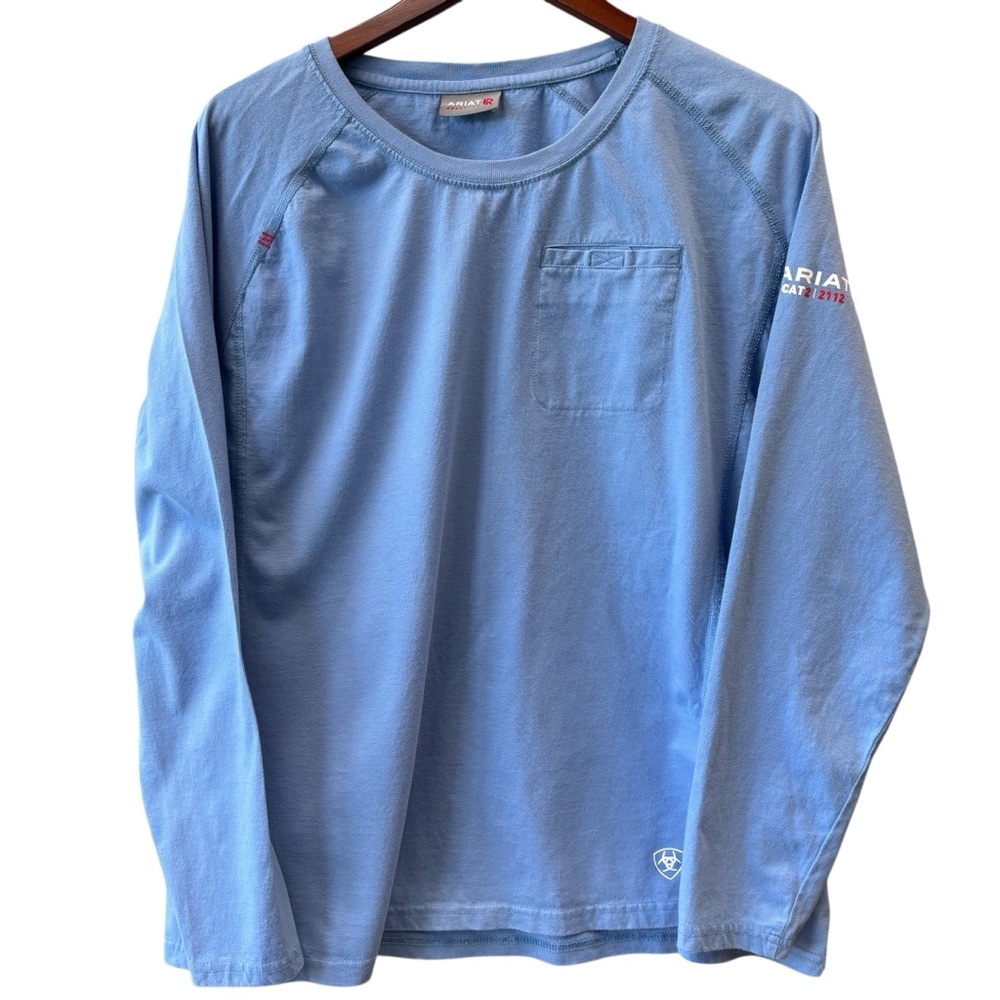 Ariat Blue Long Sleeve Cotton Work Shirt Women's Size XXL Light Blue